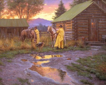 cabañas de vaqueros del oeste de América Pinturas al óleo